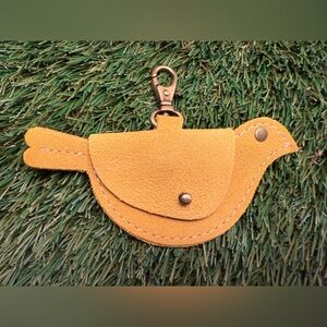 Mellow Yellow Mockingbird Keychain Pouch Portland Leather Goods Suede